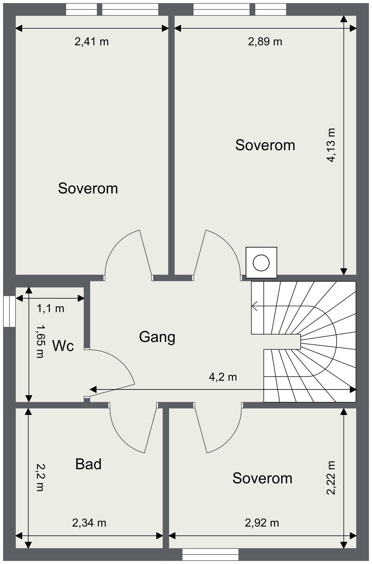 Plantegning andre etasje. Galleribilde