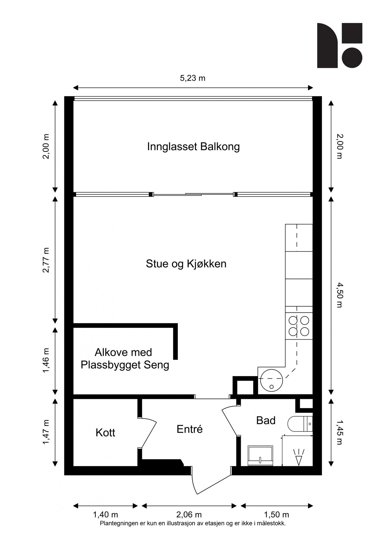 Målsatt plantegning Galleribilde