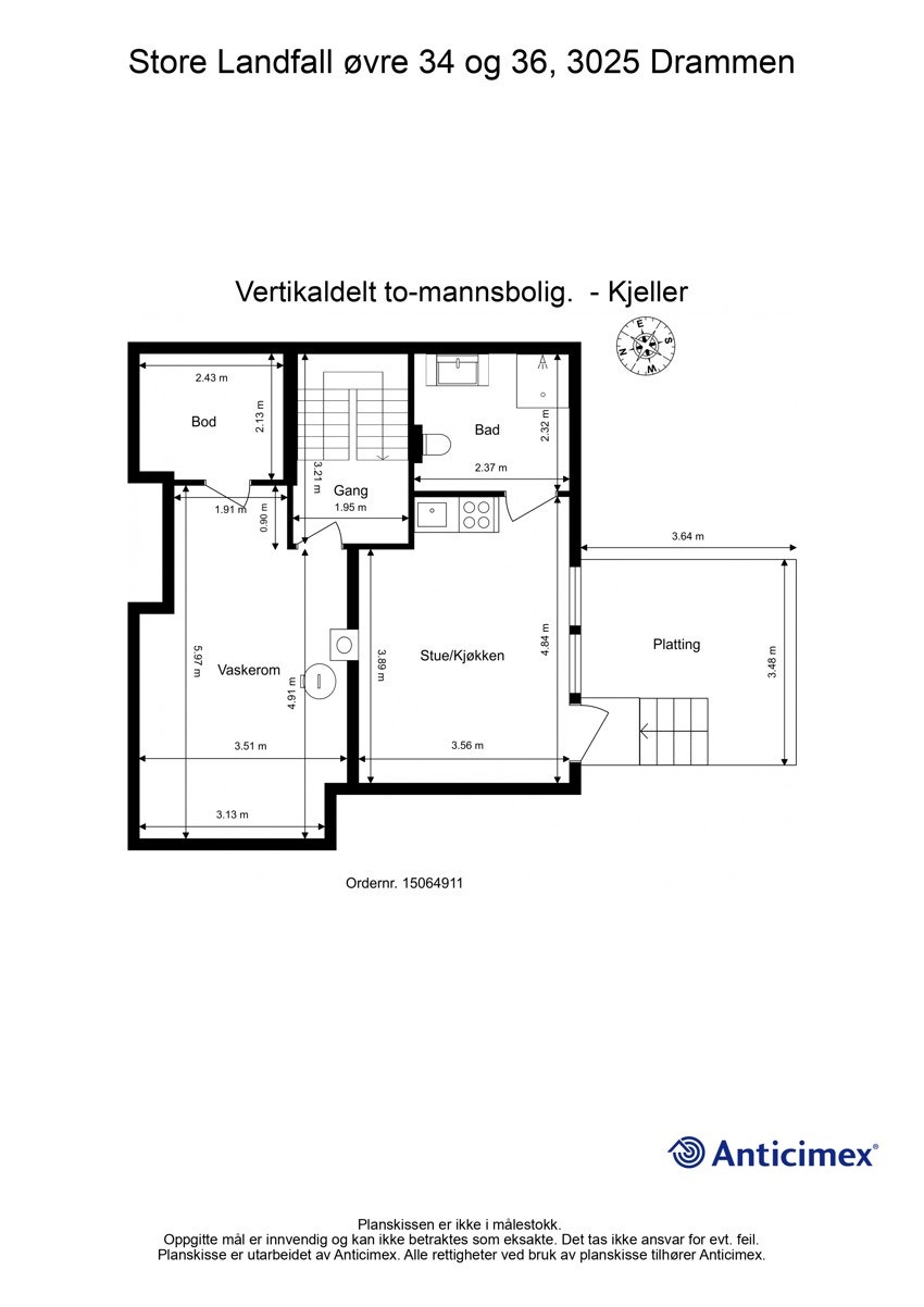 Plantegning Kjeller og Hybel Galleribilde