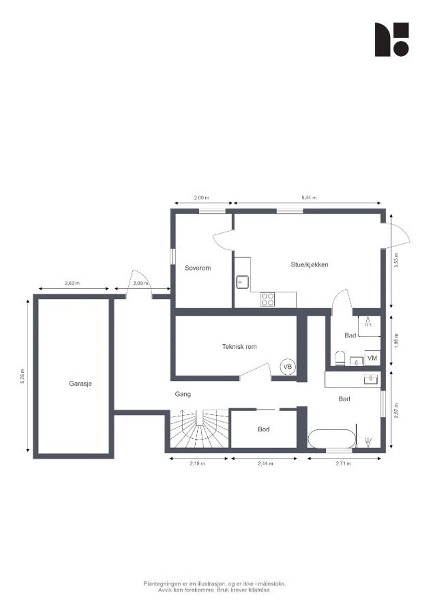 Plantegning underetasje. Galleribilde