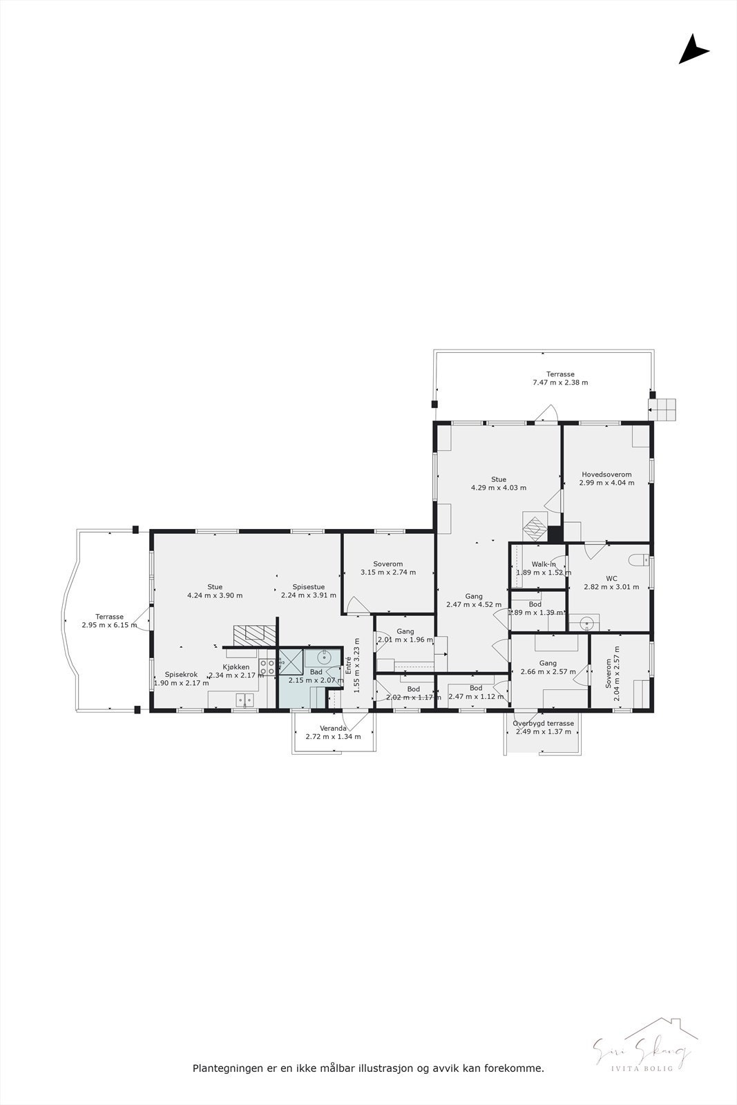 Plantegning i 2D av fritidsboligen. Galleribilde