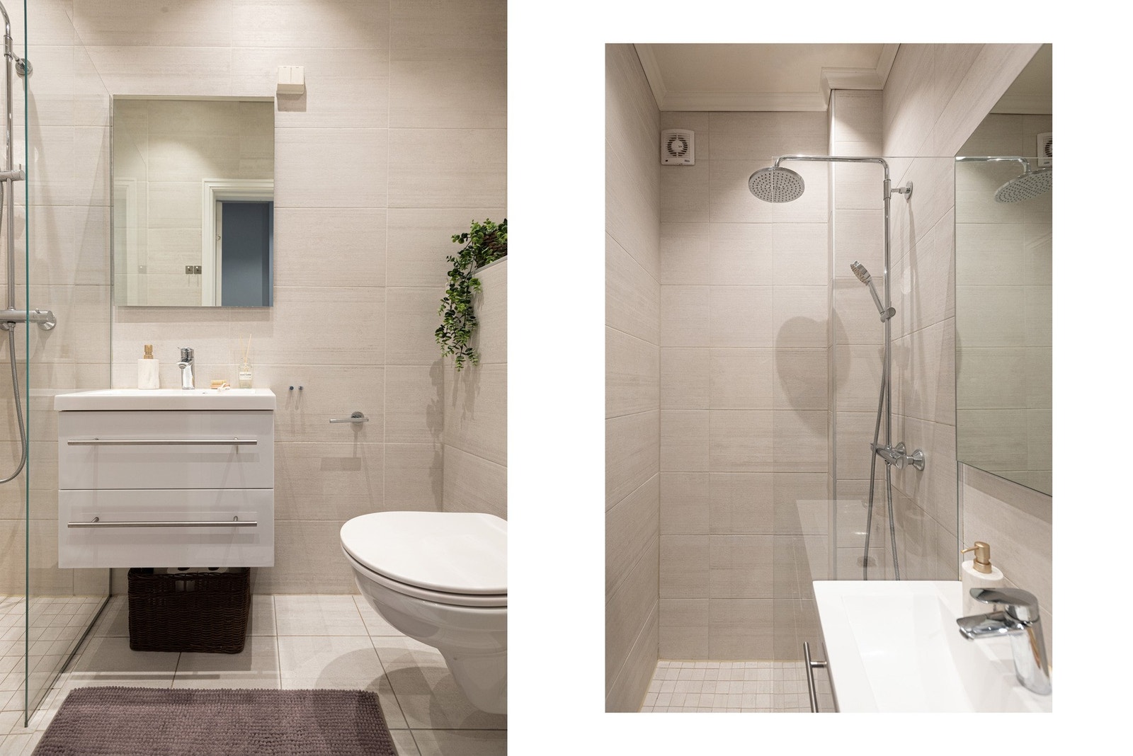 Leiligheten har et svært delikat baderom fra 2016. Galleribilde