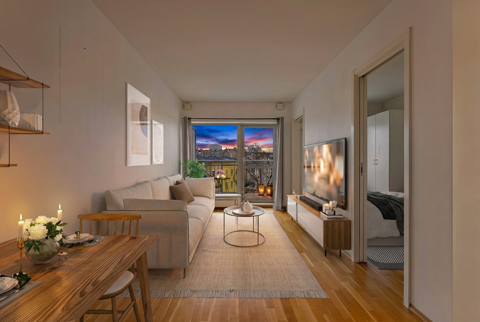 Lys og flott 2-roms leilighet med attraktiv beliggenhet på Sandaker/Nydalen. Bildet er fotostylet og redigert med AI, Bildet er av illustrativ karakter og angir nødvendigvis ikke korrekt gjengivelse av elementer i boligene. Galleribilde