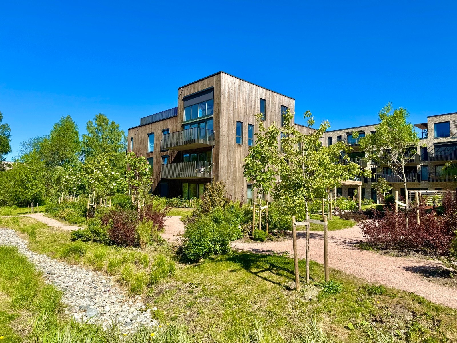 I Proffen Hageby er det lagt vekt på å skape gode hjem med ekstraordinære uteområder Galleribilde