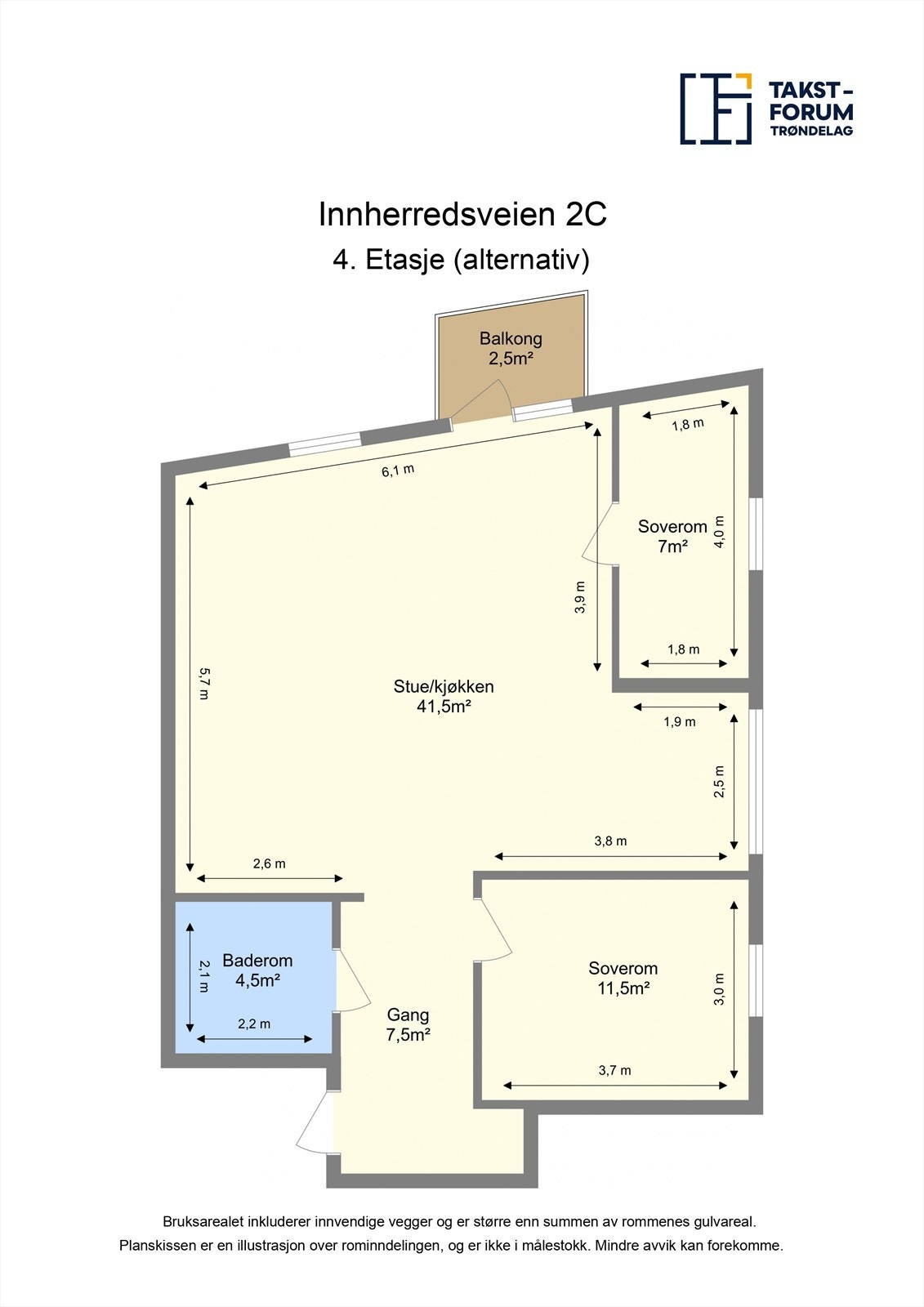 Plantegningen viser en alternativ løsning med et ekstra soverom. Galleribilde