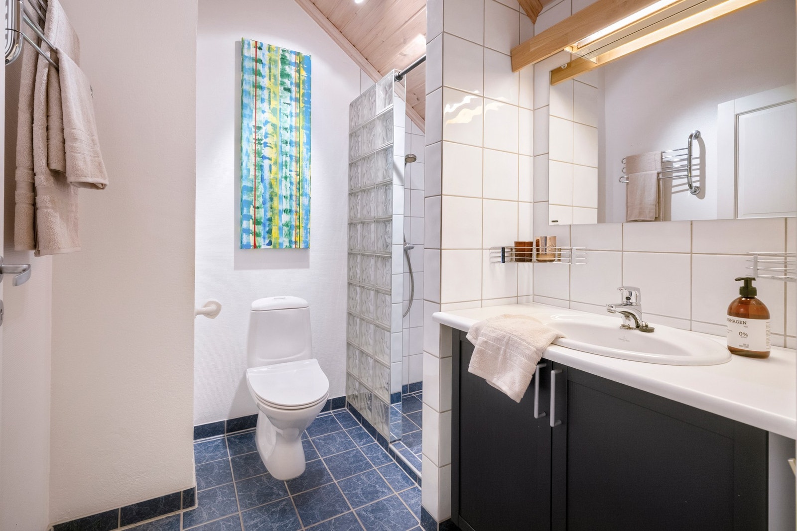 I denne etasjen finner du også et bad praktisk utformet med dusj, servant og toalett. Galleribilde