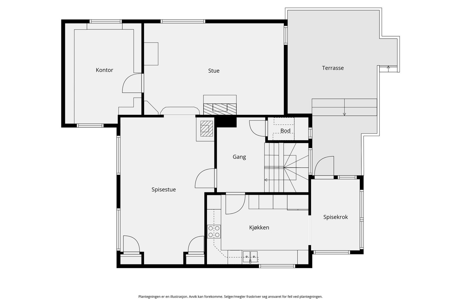 Plantegning hovedetasje. Galleribilde