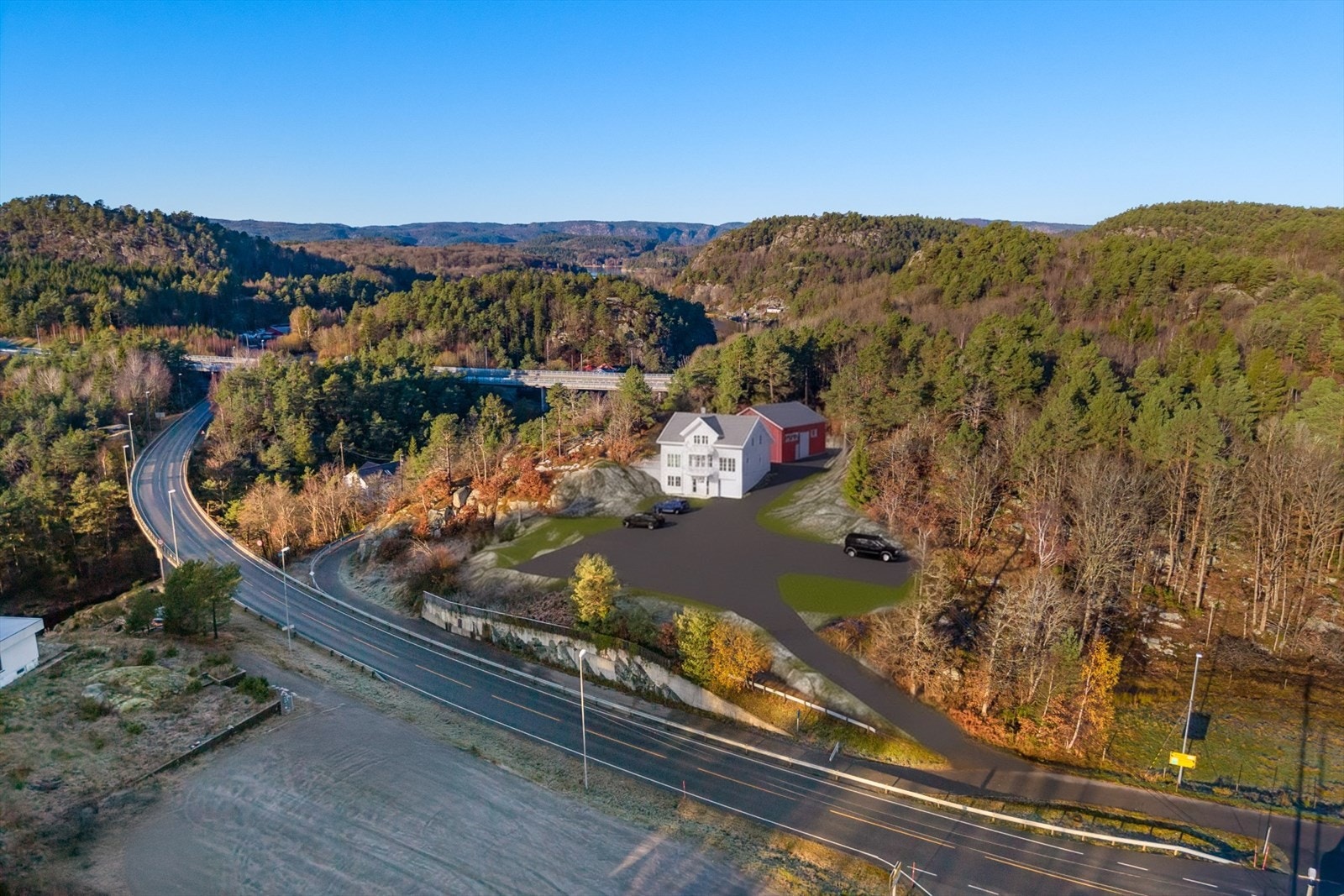 Fotomontasje Molland 40 av godkjente bygg på tomten Galleribilde
