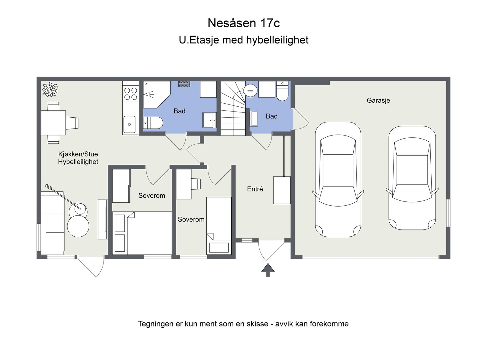 Alternativ planløsning med hybel Galleribilde