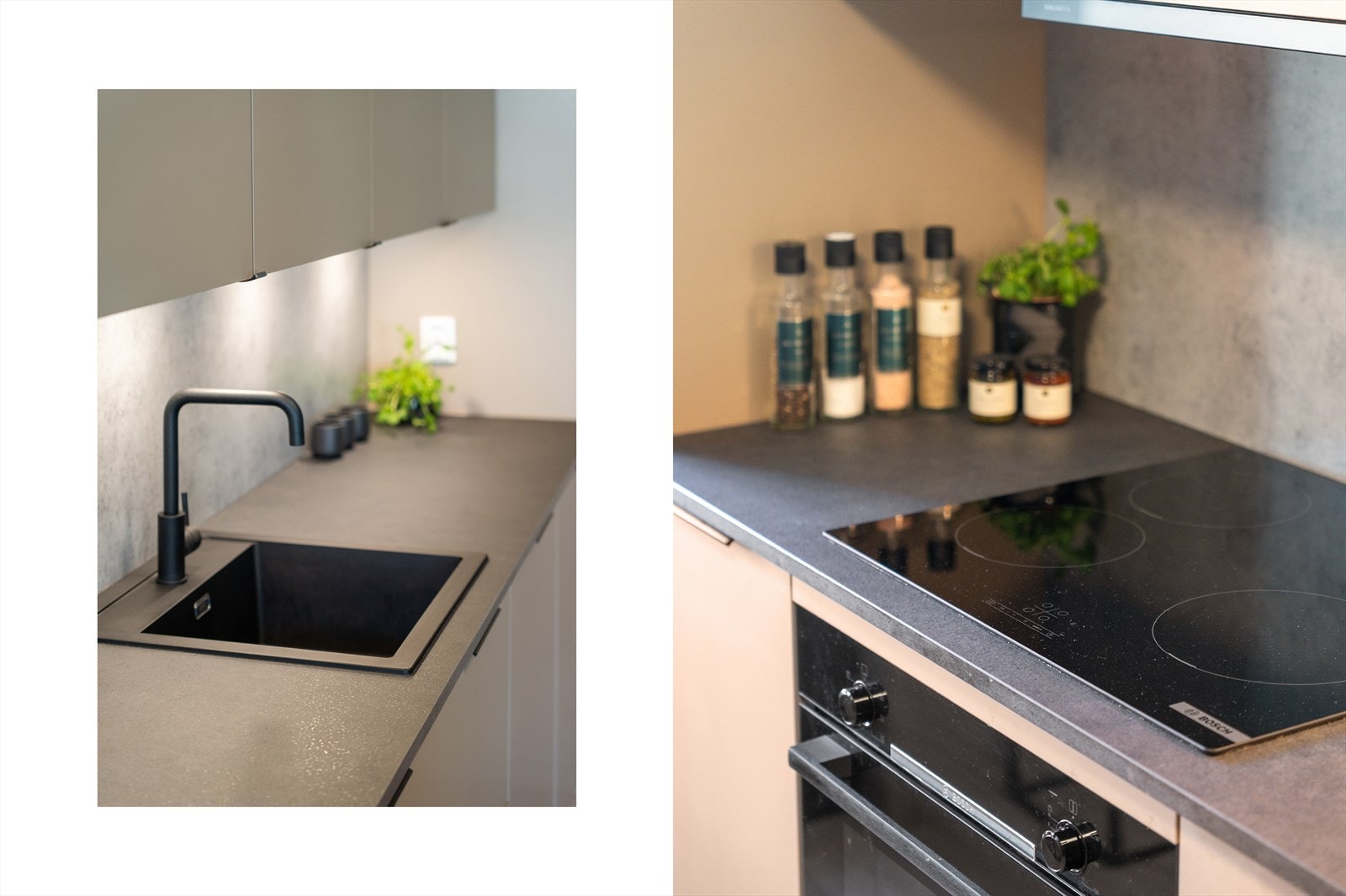 Varmtvannsbereder er plassert i benkeskap. Det er montert aquastop inne i skapet. Galleribilde