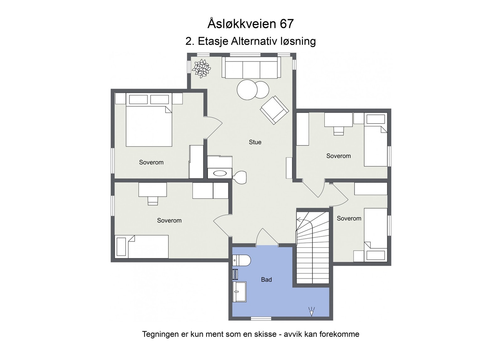 Alternativ andre etasje med 4 soverom. Galleribilde