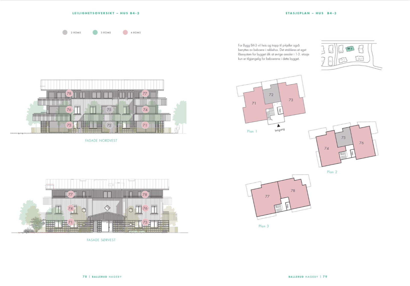Leilighetsoversikt - Hus B4-3. Galleribilde