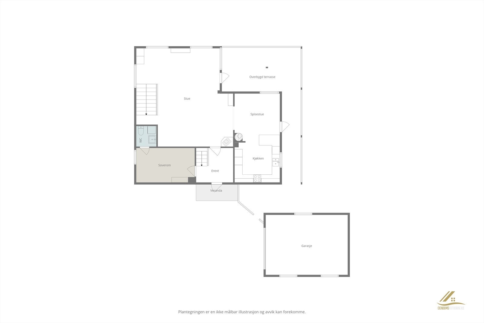 Plantegning - Hovedetasje. Galleribilde