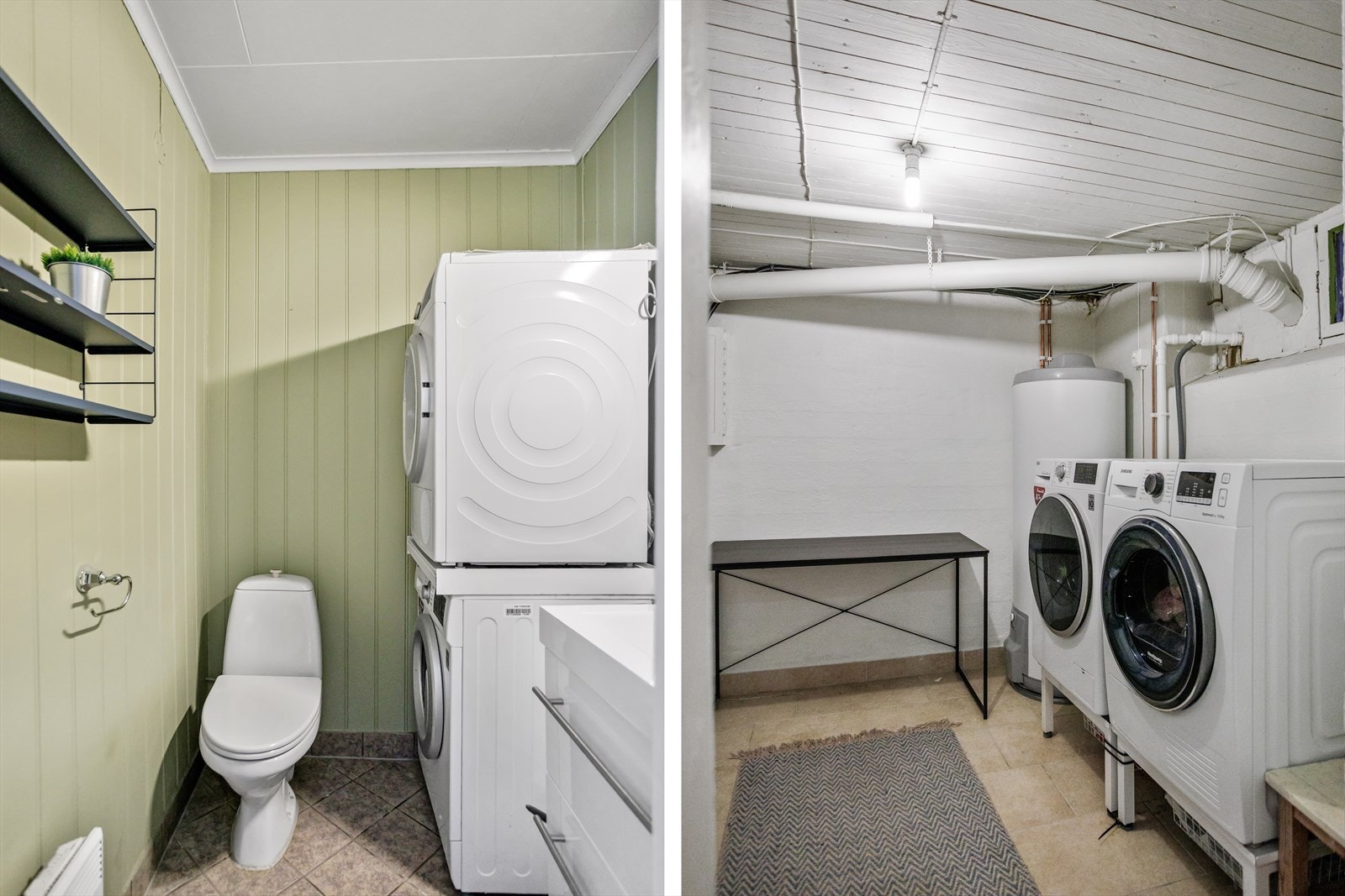 Toalettrom/vaskerom i hovedetasjen og vaskerommet i underetasjen. Galleribilde