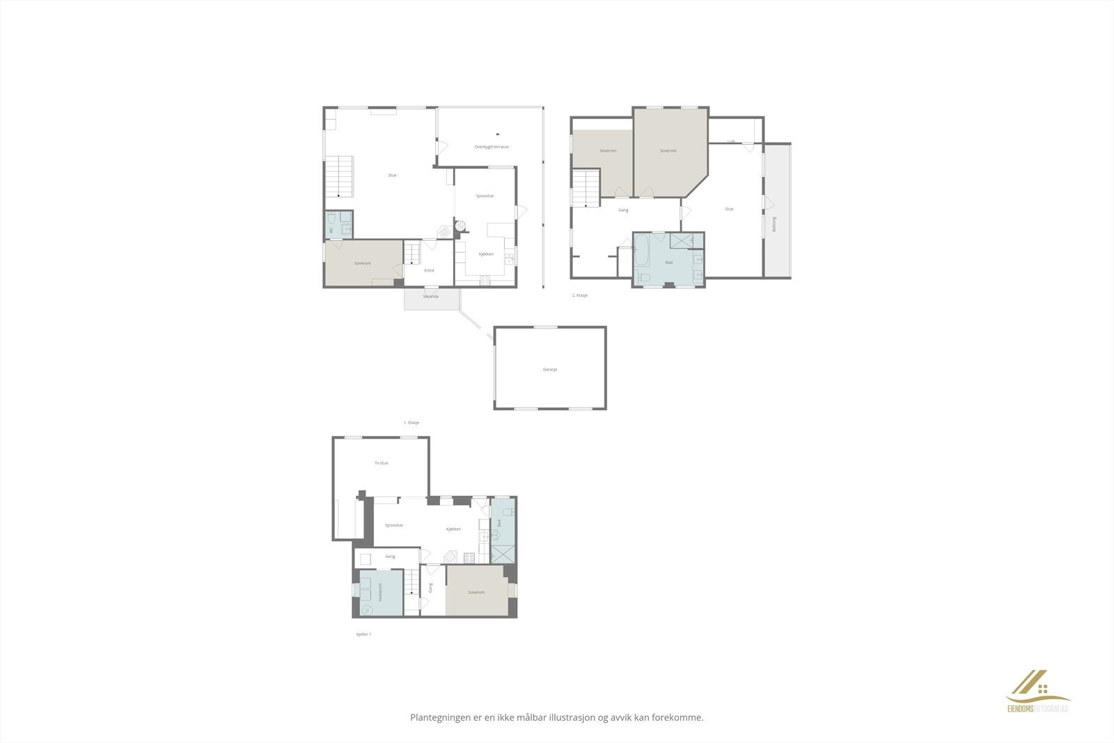 Plantegning alle etasjer Galleribilde