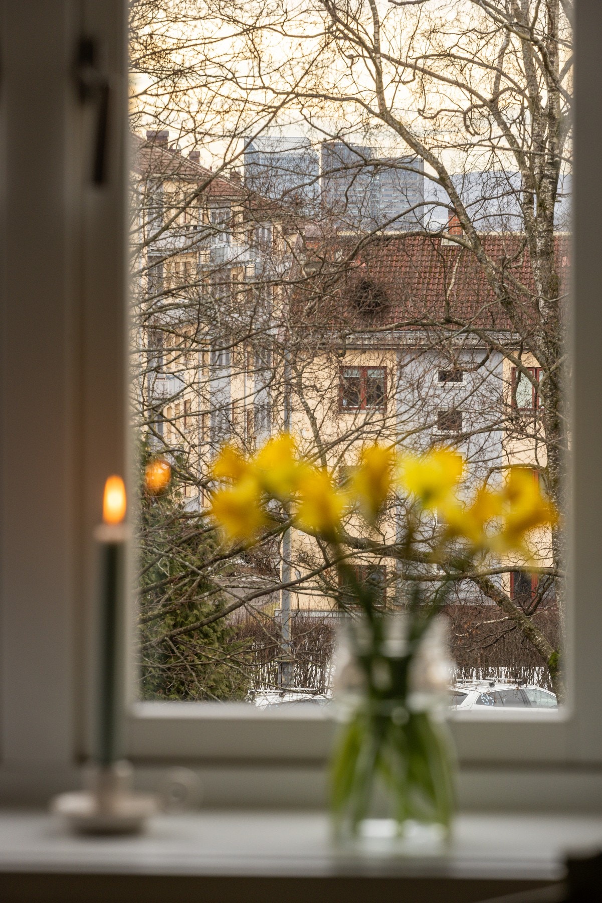 Fra vinduene er det fint utsyn mot Torshov og nå før bladene kommer på trærne ser man helt til Oslo Plaza i det fjerne. Galleribilde