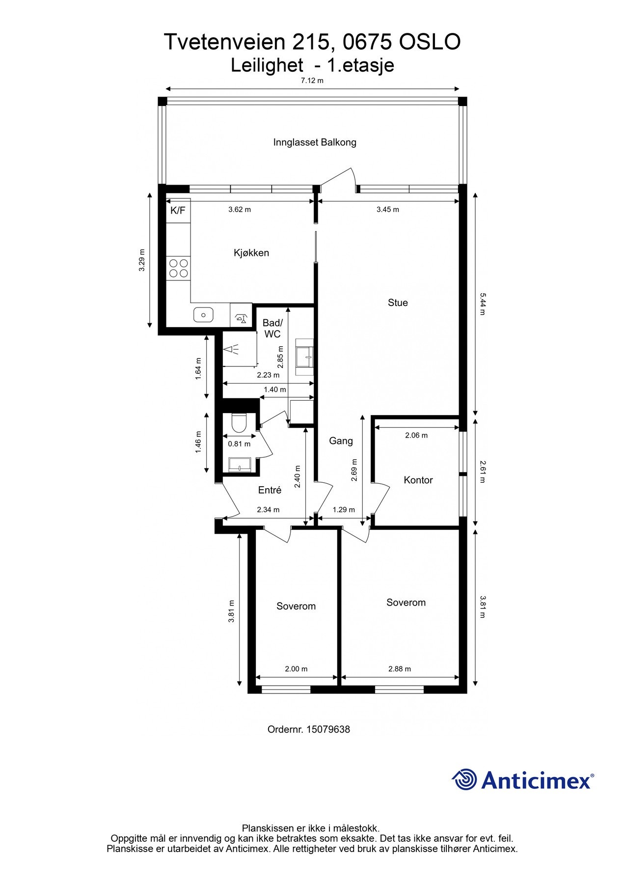 Før vi blar videre tar vi en titt på boligens planskisse. I tillegg til innvendig areal, disponerer boligen to boder og garasjeplass. Galleribilde