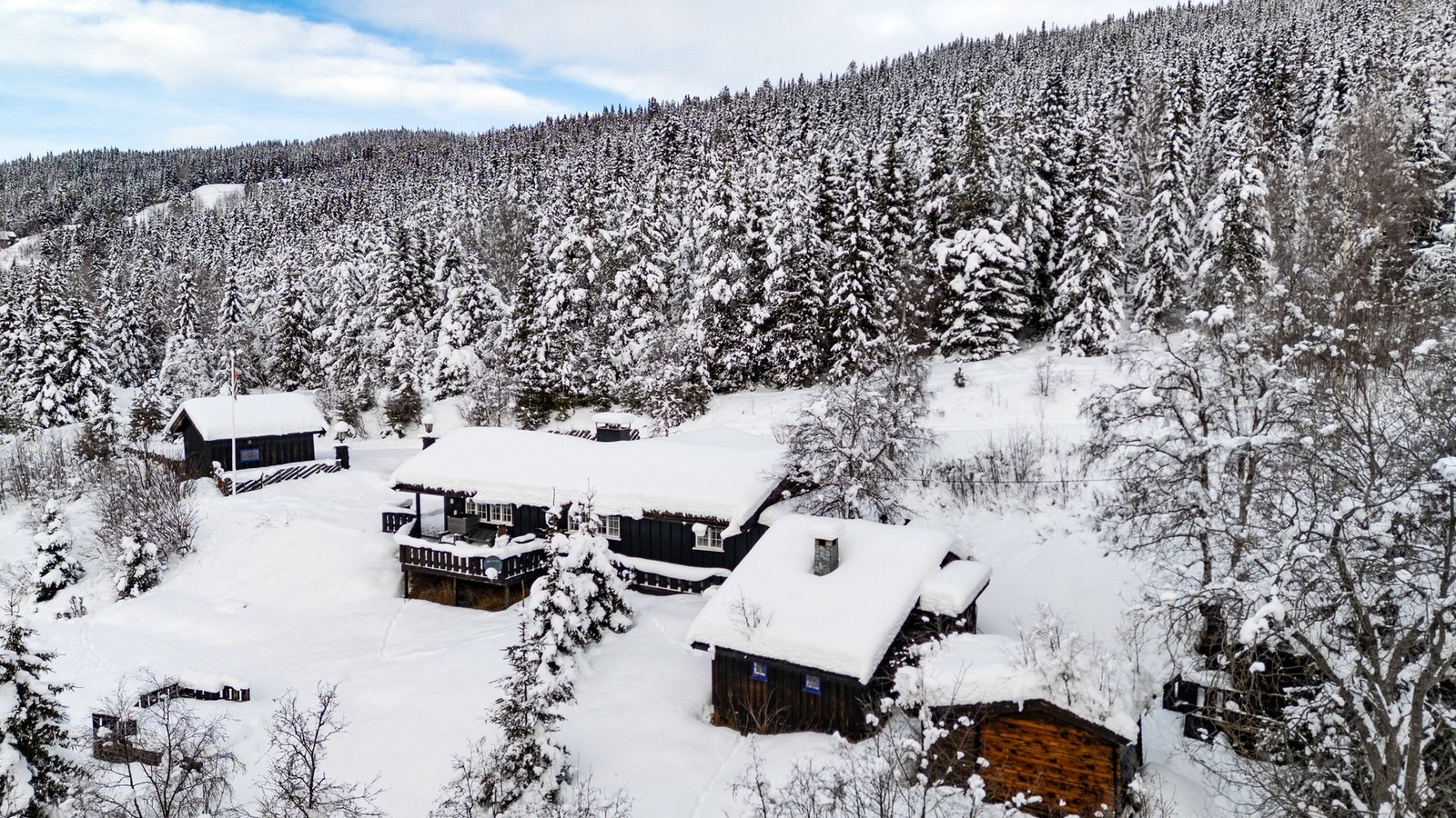 To uthus finnes også, noe som gir eiendommen rikelig med plass til lagring og oppevaring av ved og utstyr. Galleribilde