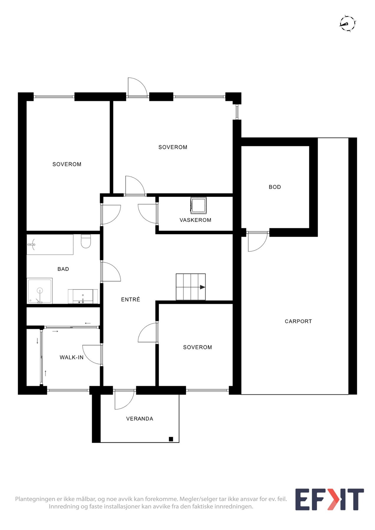 La oss gå ned igjen og se på planløsningen av boligens 1. etasje. Galleribilde