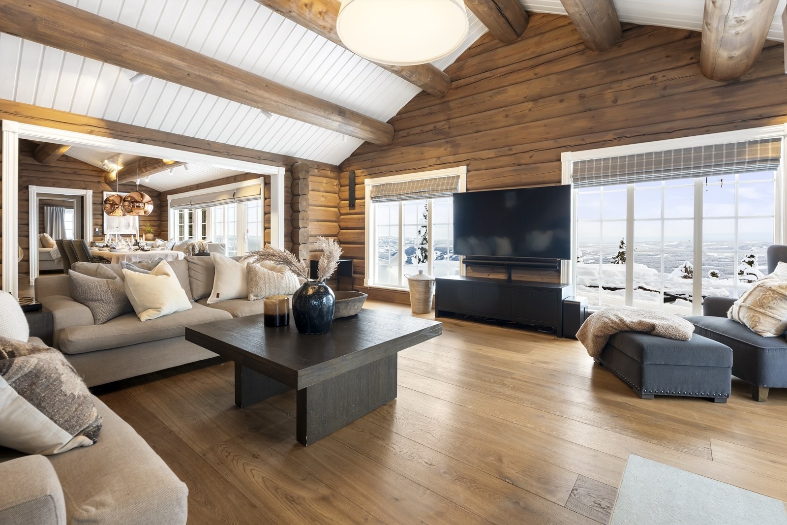 En flott, innholdsrik fritidsbolig fra 2015. I stua er det er montert et nytt sourround Sonos-anlegg Galleribilde