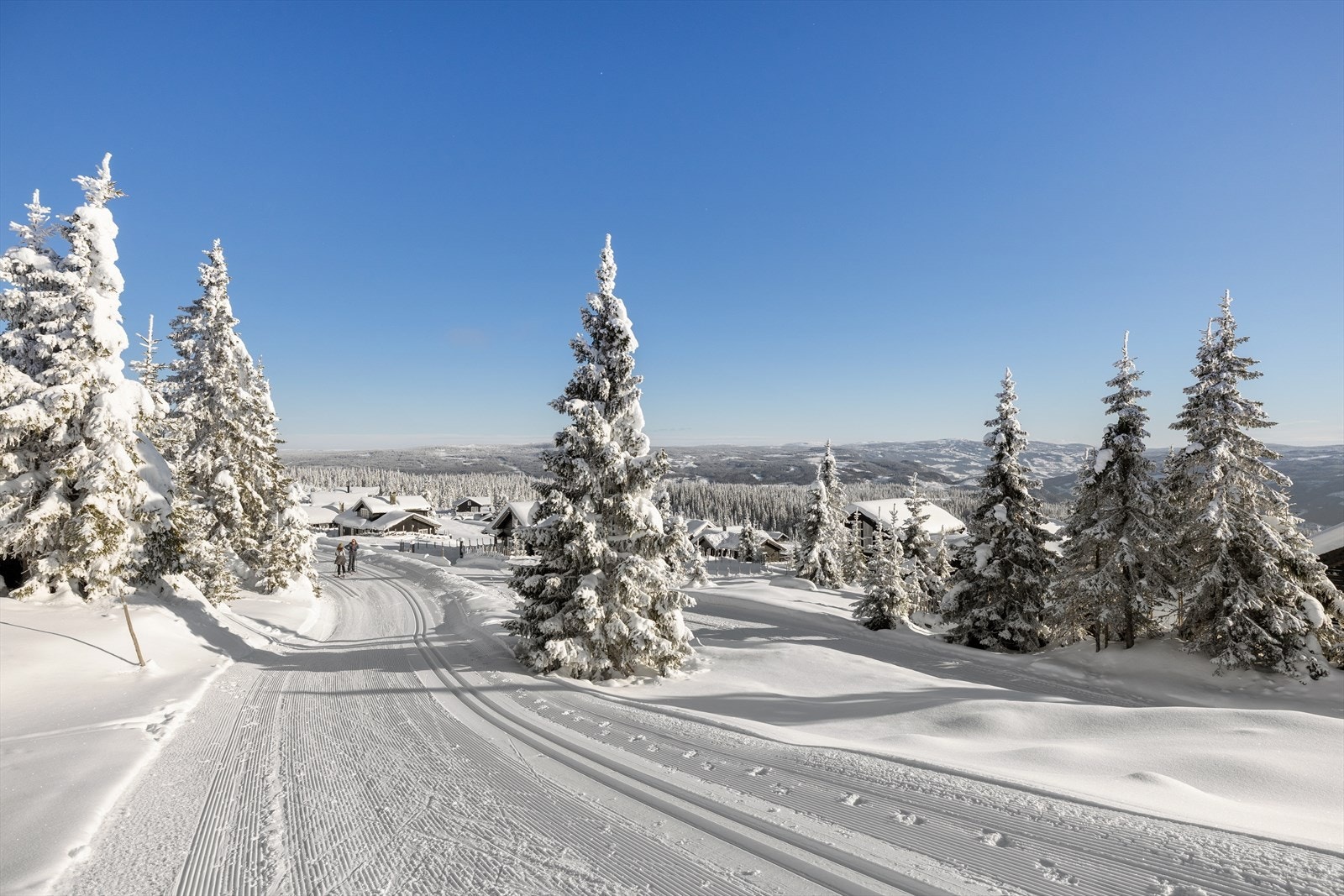Skiløypa går rett nedenfor hytta. Galleribilde