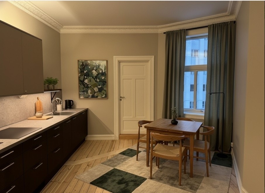 Kjøkken møblert med AI som eksempel Galleribilde