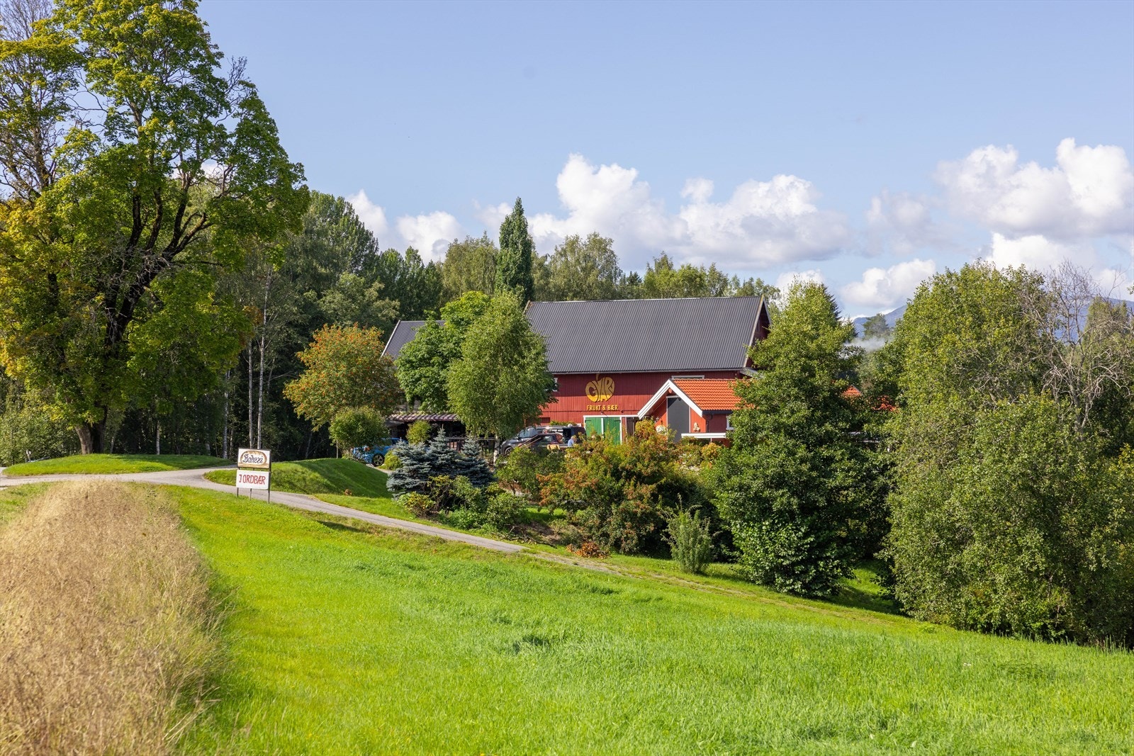 Rett i nærheten av boligen ligger Gvarv Frukt og bær som tilbyr fristende utvalg av frukt, bær, grønnsaker, saft, geléer, honning, kjøtt, fisk, bakevarer, natursåpe, drops og mye mer, alt fra nærliggende gårder i Fruktbygda. Galleribilde