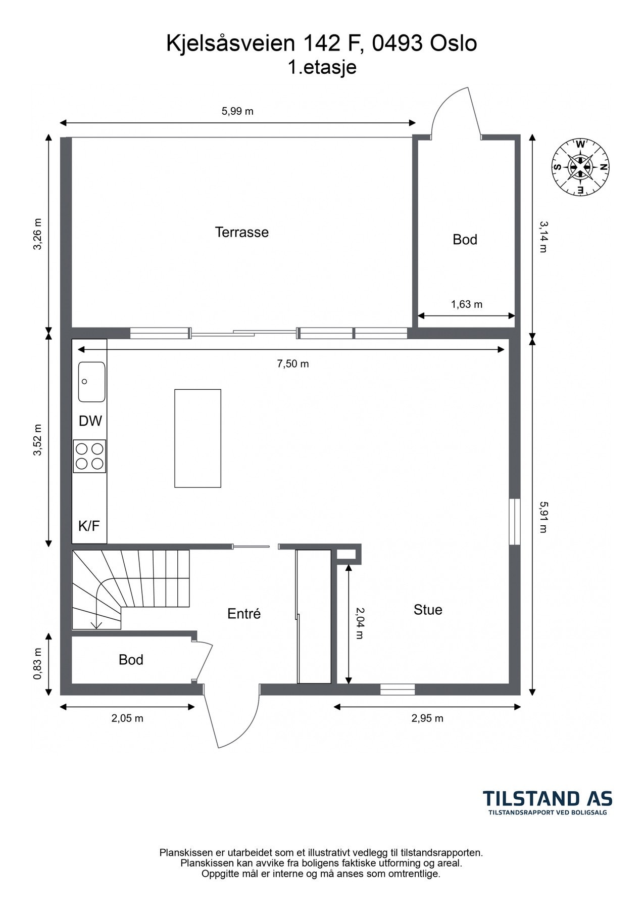Vi fortsetter på bakkeplan og viser deg plantegningen for 1. etasje. Galleribilde