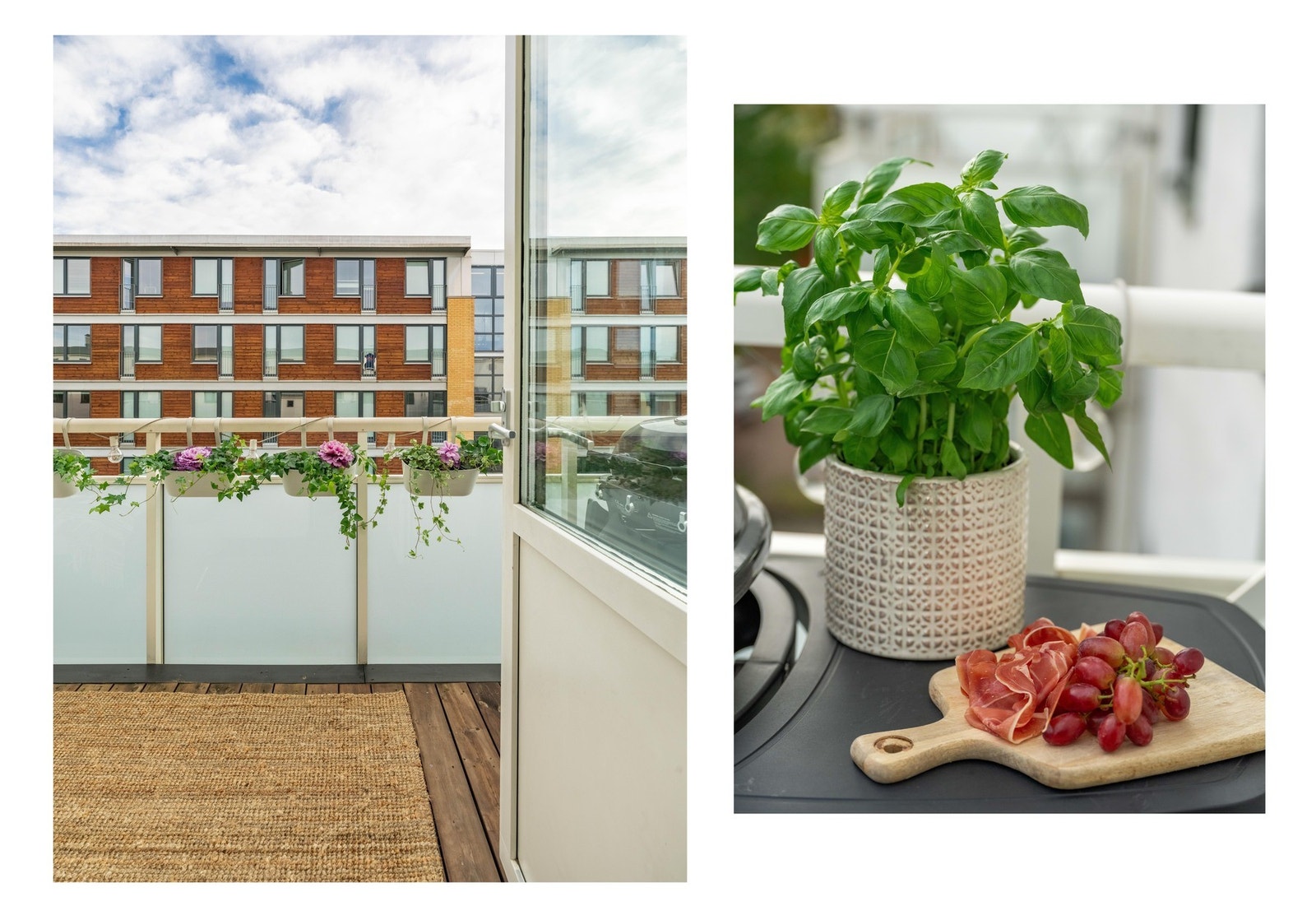 Herfra finner vi også utgangen til balkongen. La oss ta turen ut. Galleribilde