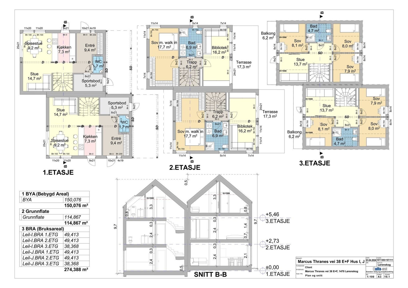 Meget elegant halvpart av 2-mannsbolig over 3 plan med gode løsninger Galleribilde