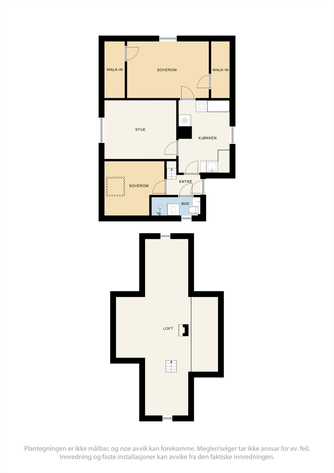 Leiligheten i 3. etasje har en gjennomtenkt planløsning med et stort, tilhørende loft. Galleribilde