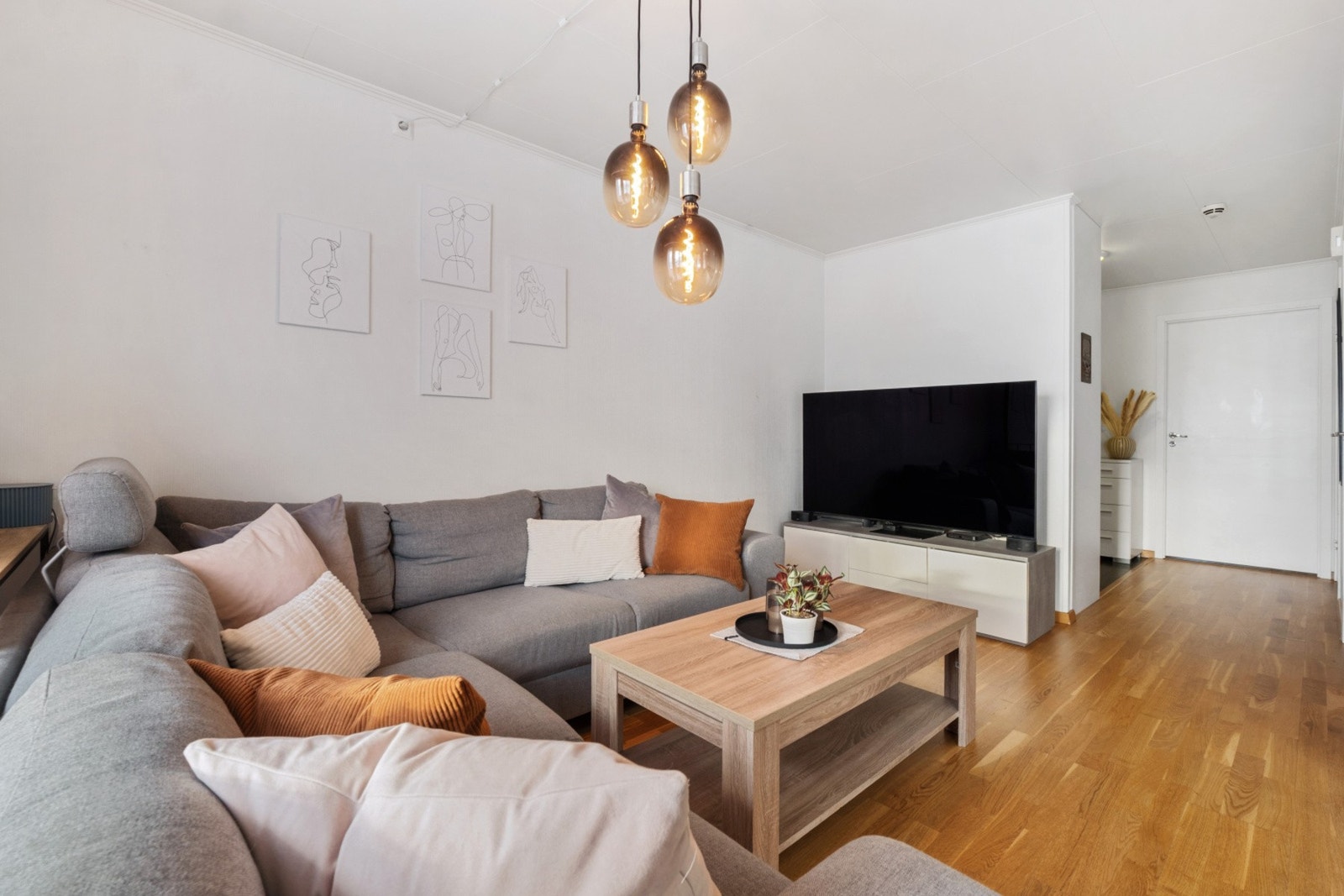 God løsning gir plass til sofagruppe og TV-krok. Galleribilde