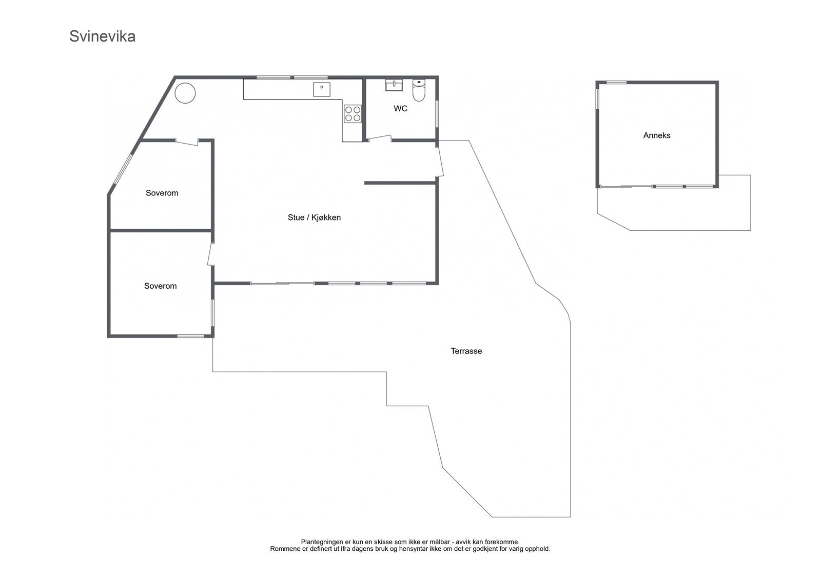 Plantegning hytte og anneks Galleribilde