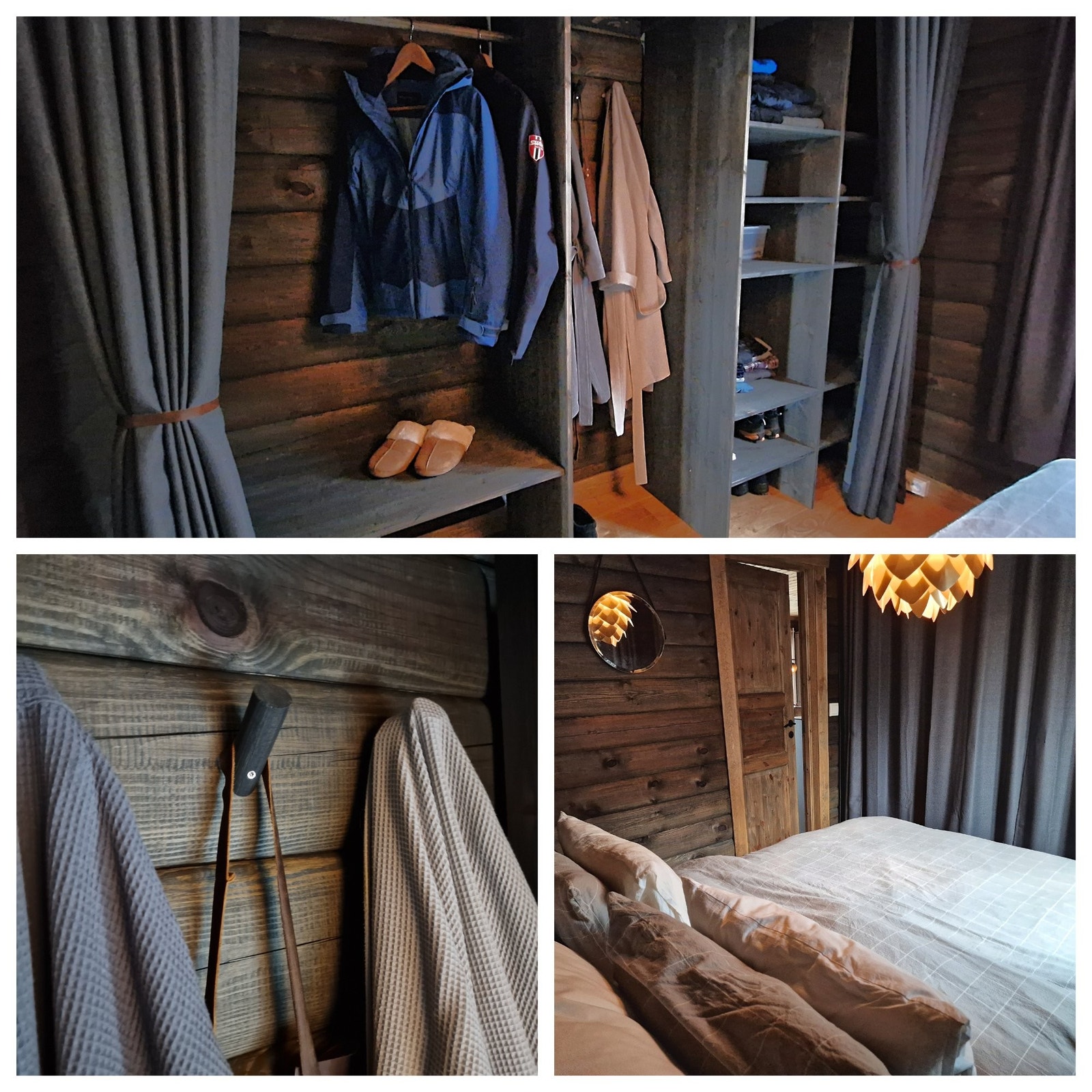 Godt med oppbevaringsplass i form av plassbygd garderobe med forheng. Galleribilde