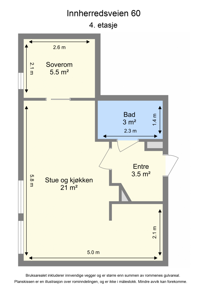 Leiligheten har smart planløsning med plass til både spisebord og TV-stue. Det er lagringsplass på soverom, i entrè og i ekstern bod som følger leiligheten. Det er heis til etasjen og man har takterrassen like borte i gangen. Galleribilde