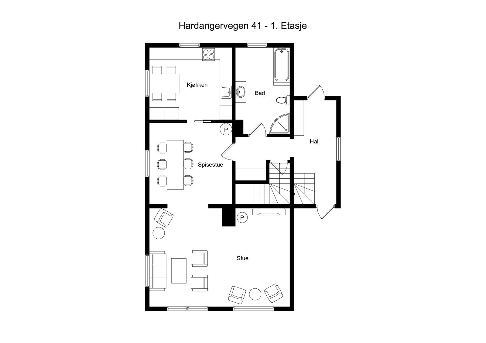 Planskisse 1. etasje. Galleribilde