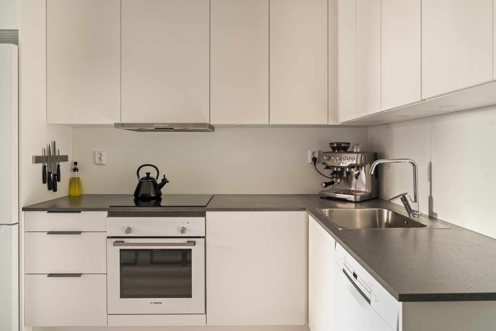 Av hvitevarer finner man kjøle/fryseskap, oppvaskmaskin, platetopp og stekeovn Galleribilde