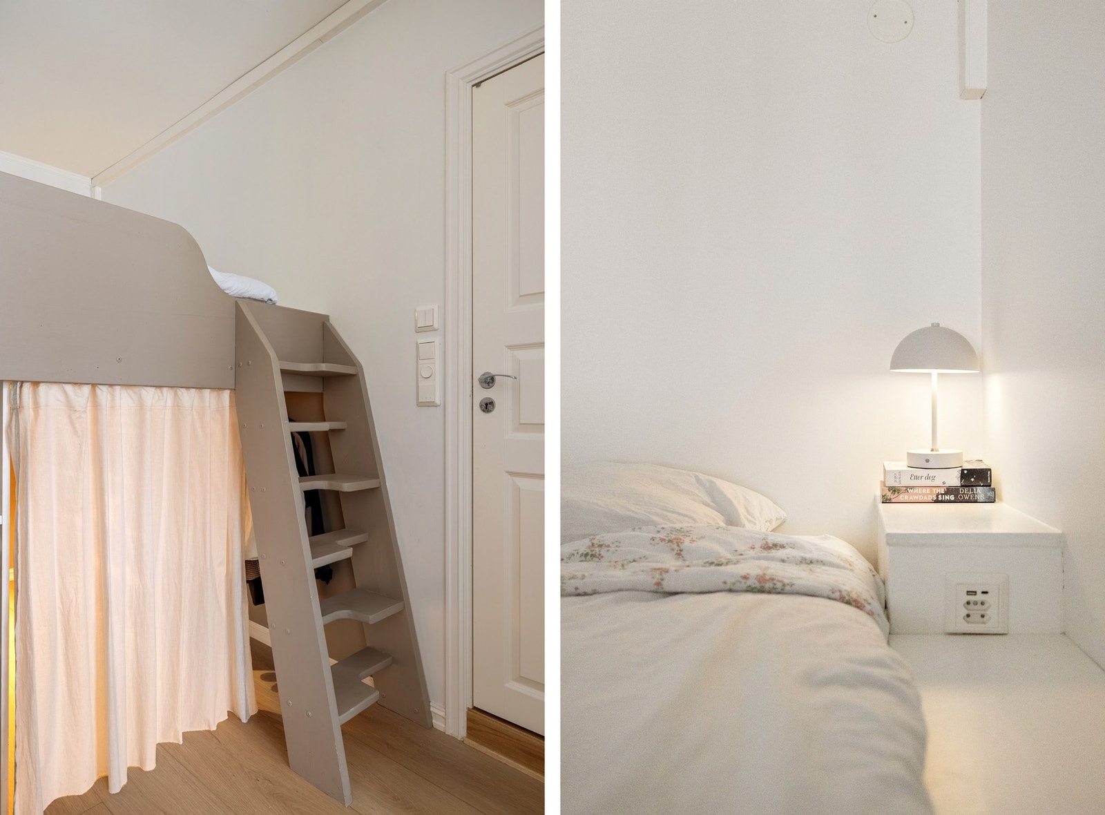 Det er lagt inn stikkontakt ved sengen. Galleribilde