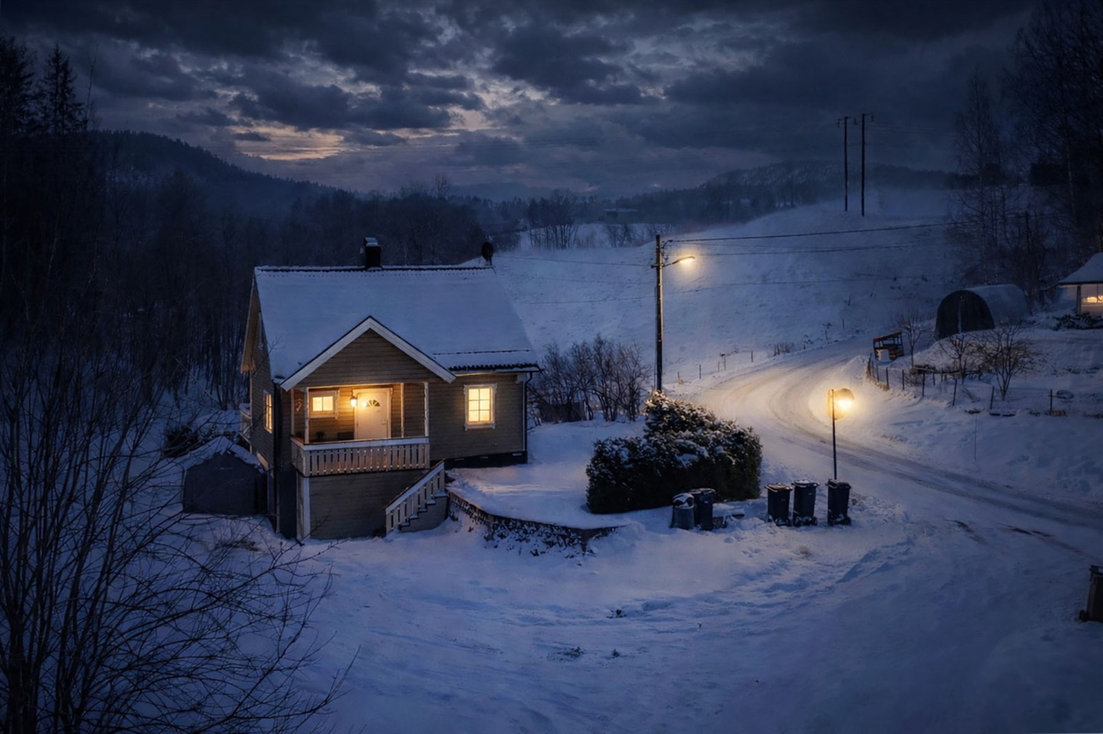 Eiendommen ligger fint til på Heisholt.
Foto: Danny Twang (AI redigert) Galleribilde