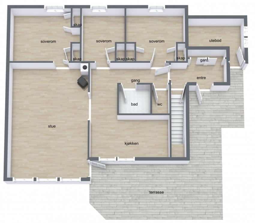 Plantegning 1. etasje Galleribilde