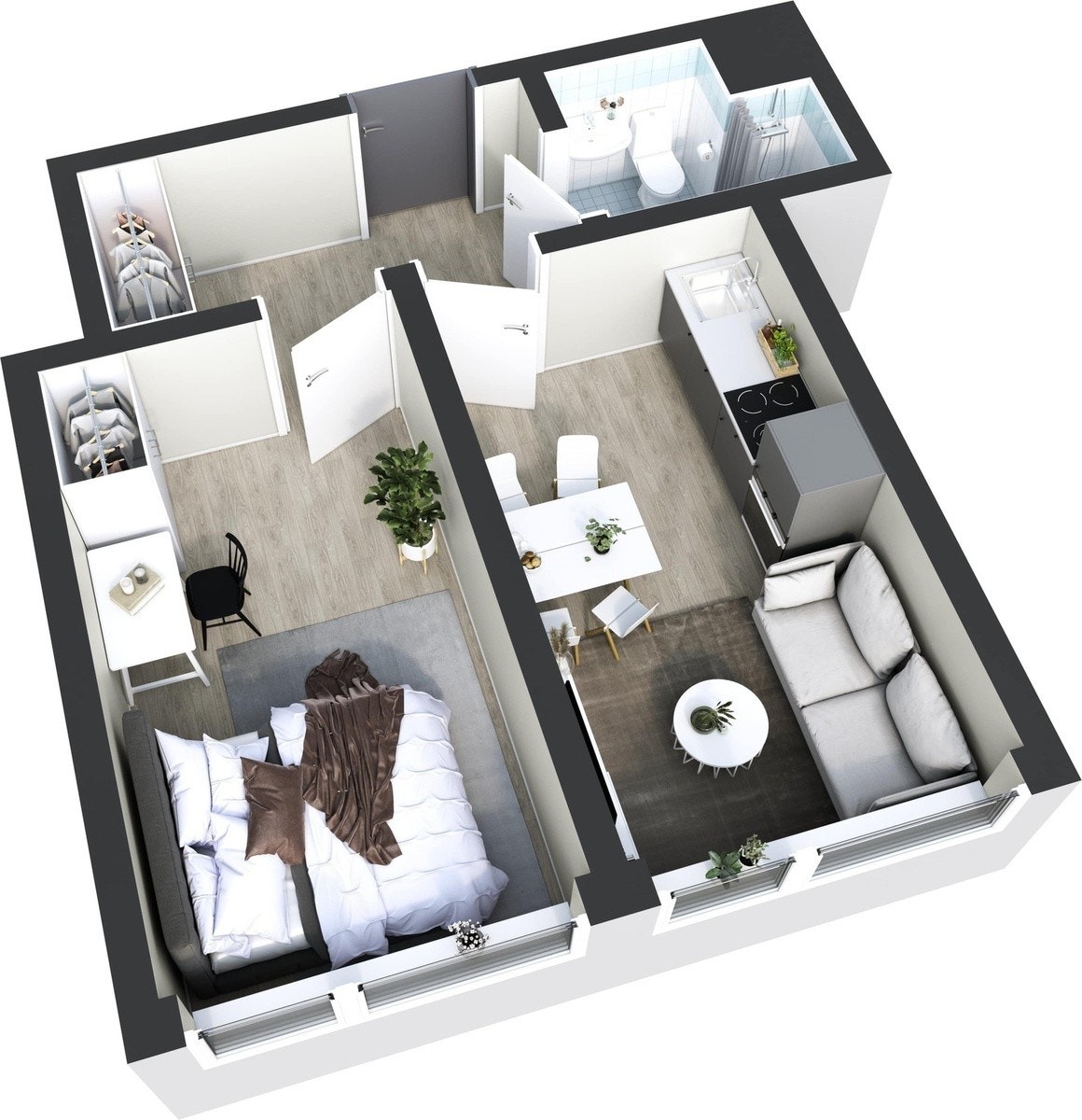 Flott 2-roms leilighet, pusset opp i 2020 med gode lysforhold og et moderne kjøkken Galleribilde