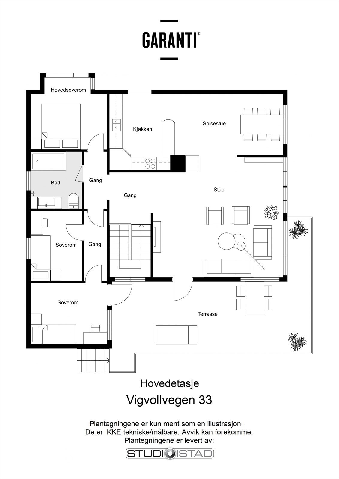 Plantegning hovedetasje. Galleribilde