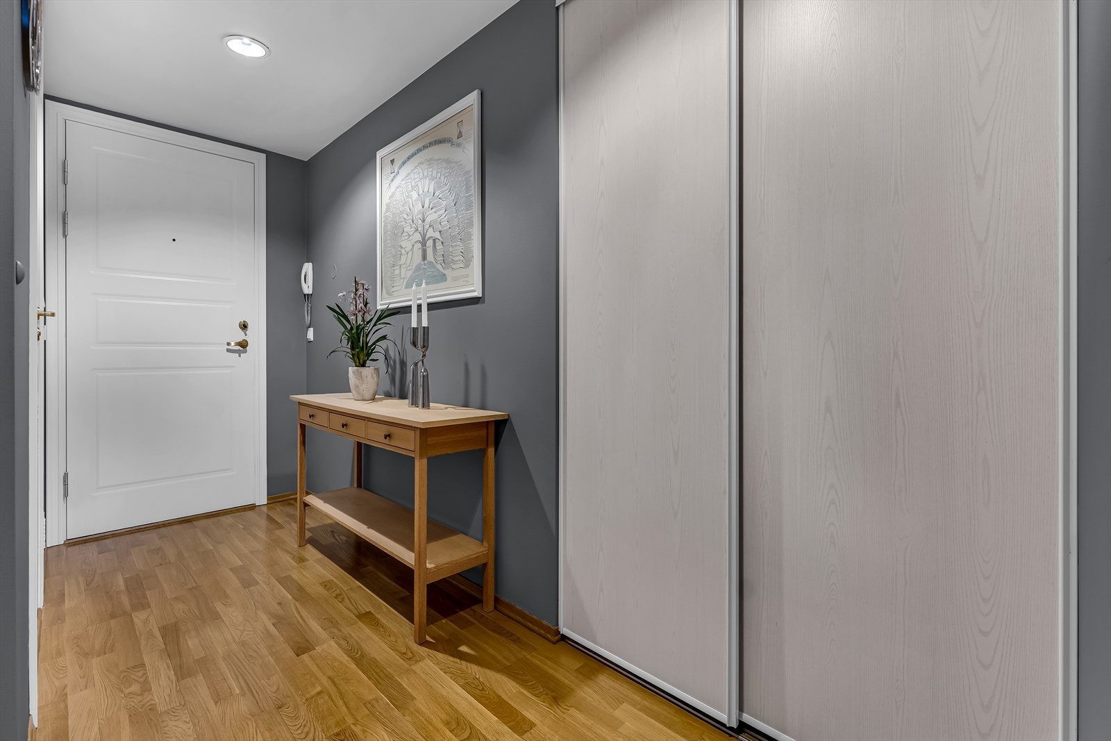 Inngangspartiet er romslig med god plass til oppbevaring av yttertøy og sko. Galleribilde