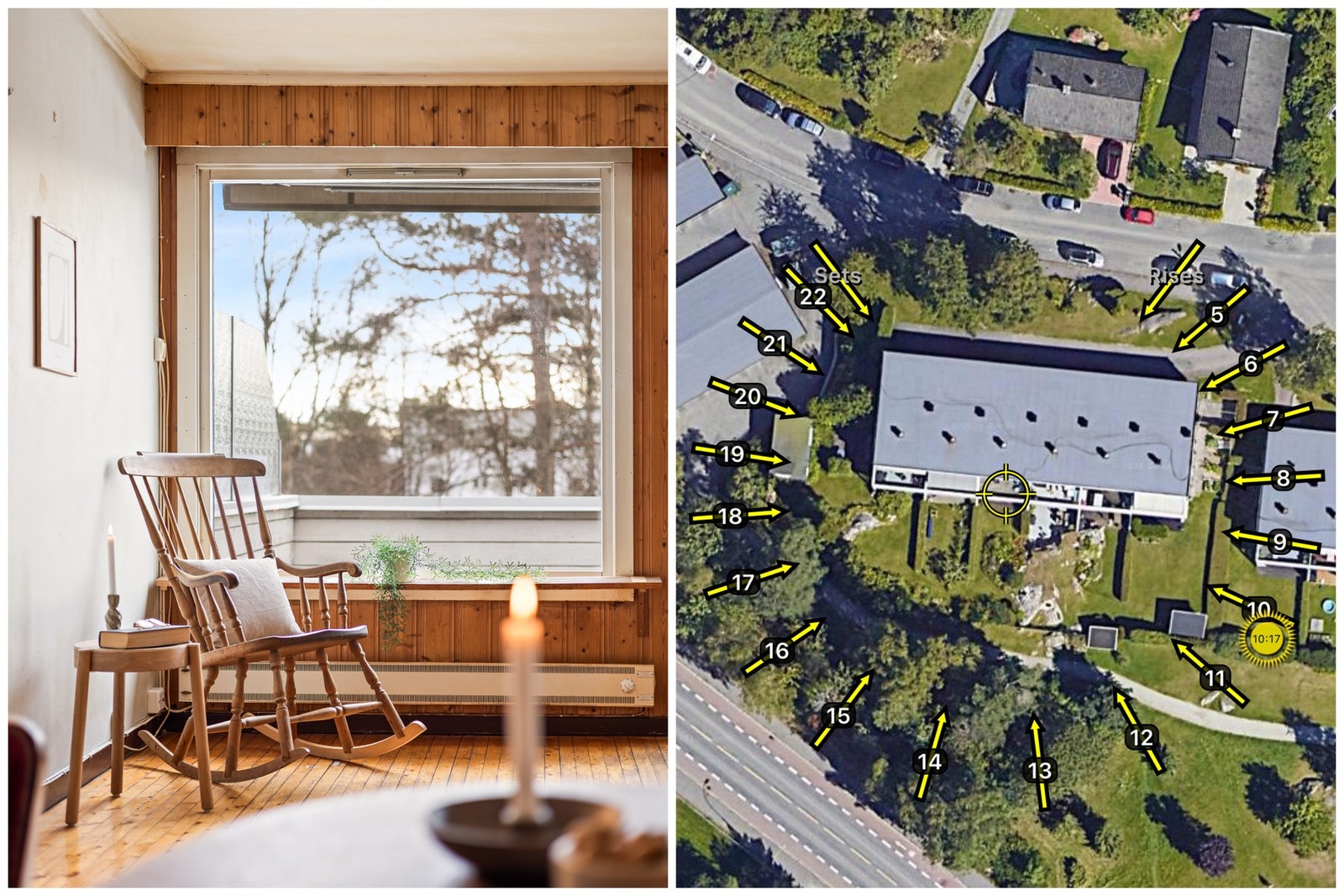 Her får du gode solforhold fra tidlig om morgningen fra inngangen og ettermiddag/kveld fra uteplassene. Galleribilde