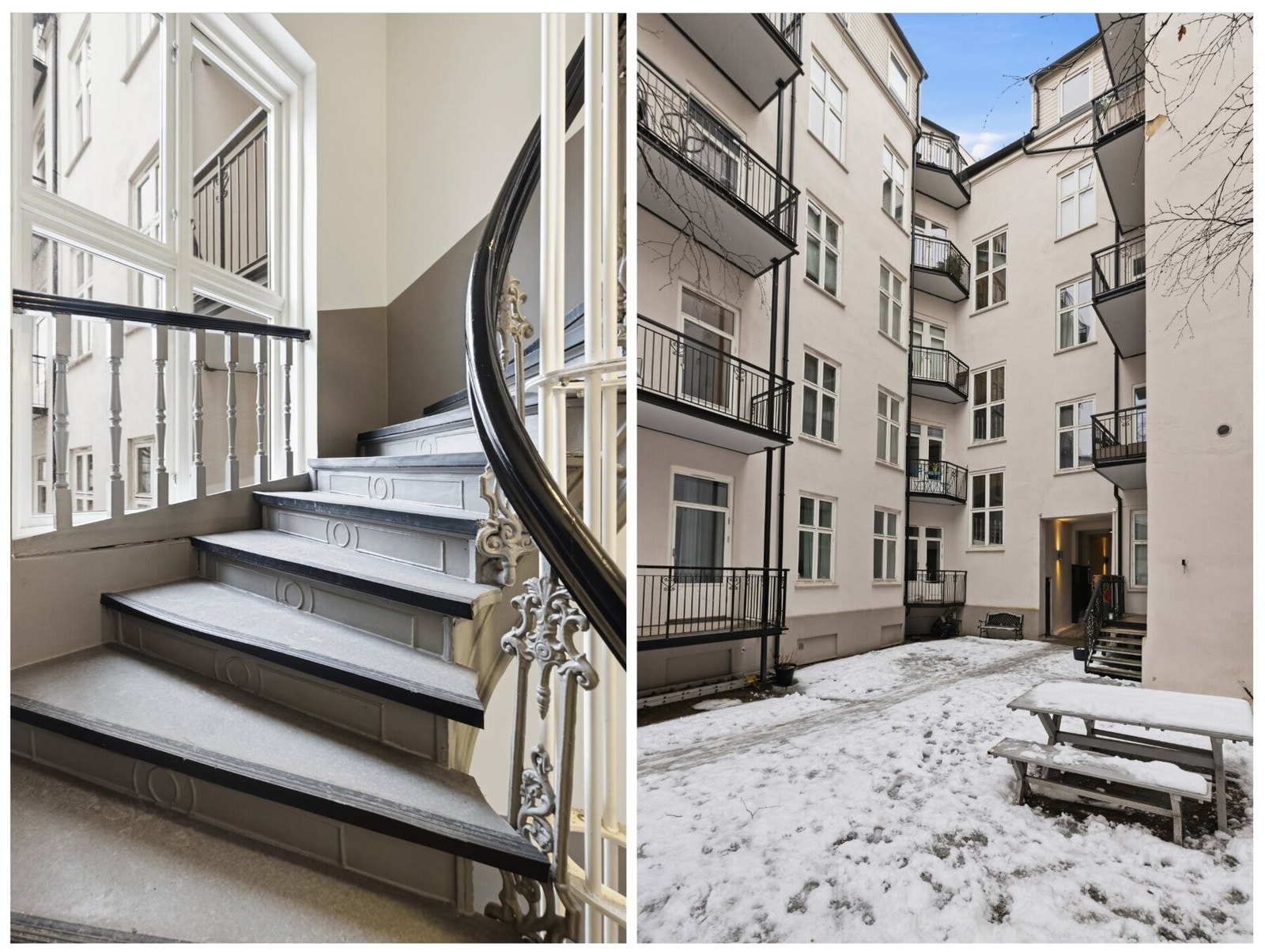 Leiligheten har en hyggelig bakgård med sitteplasser om sommeren. Galleribilde