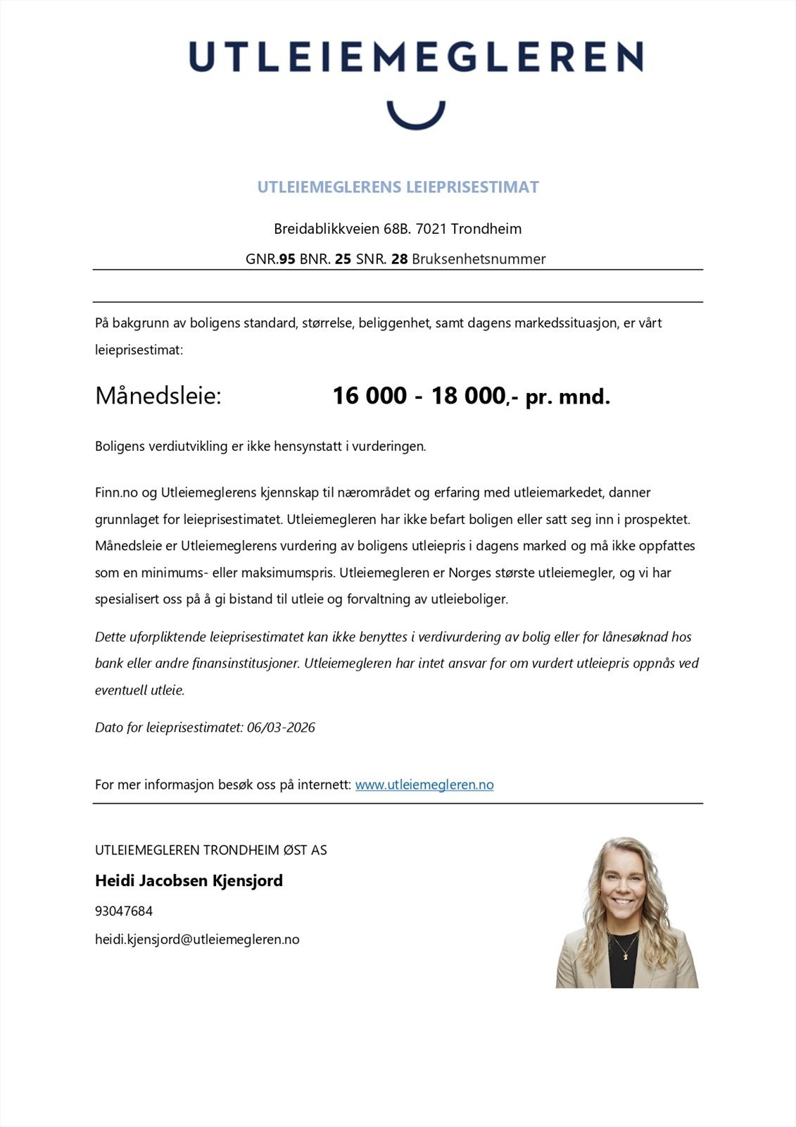 Leieprisestimat Galleribilde