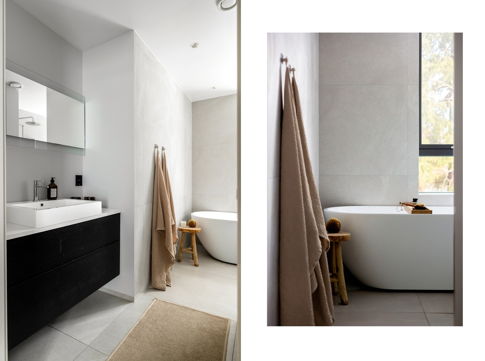 Delikat baderom med både dusj og badekar Galleribilde