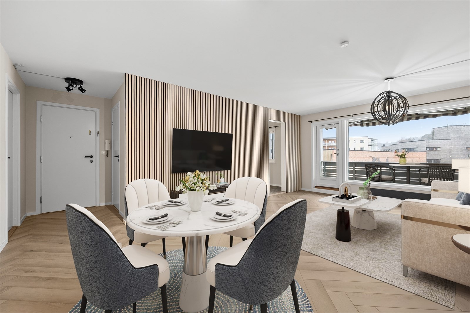 Stuen har en hyggelig spiseplass som gir rom for fine måltider og samvær. Galleribilde