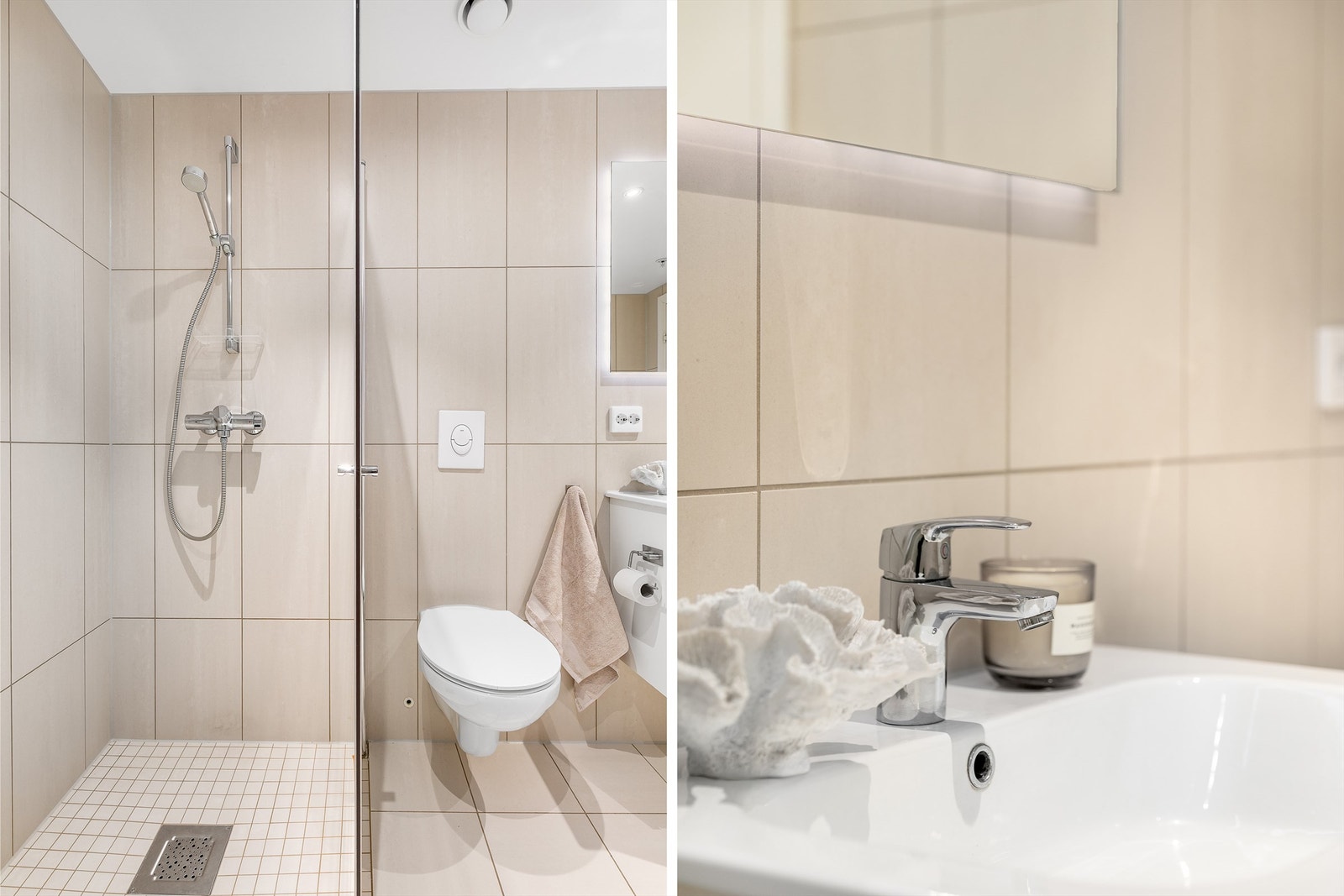 Spotter er innfelt i badets himling og kan dimmes til ønsket styrke. Galleribilde