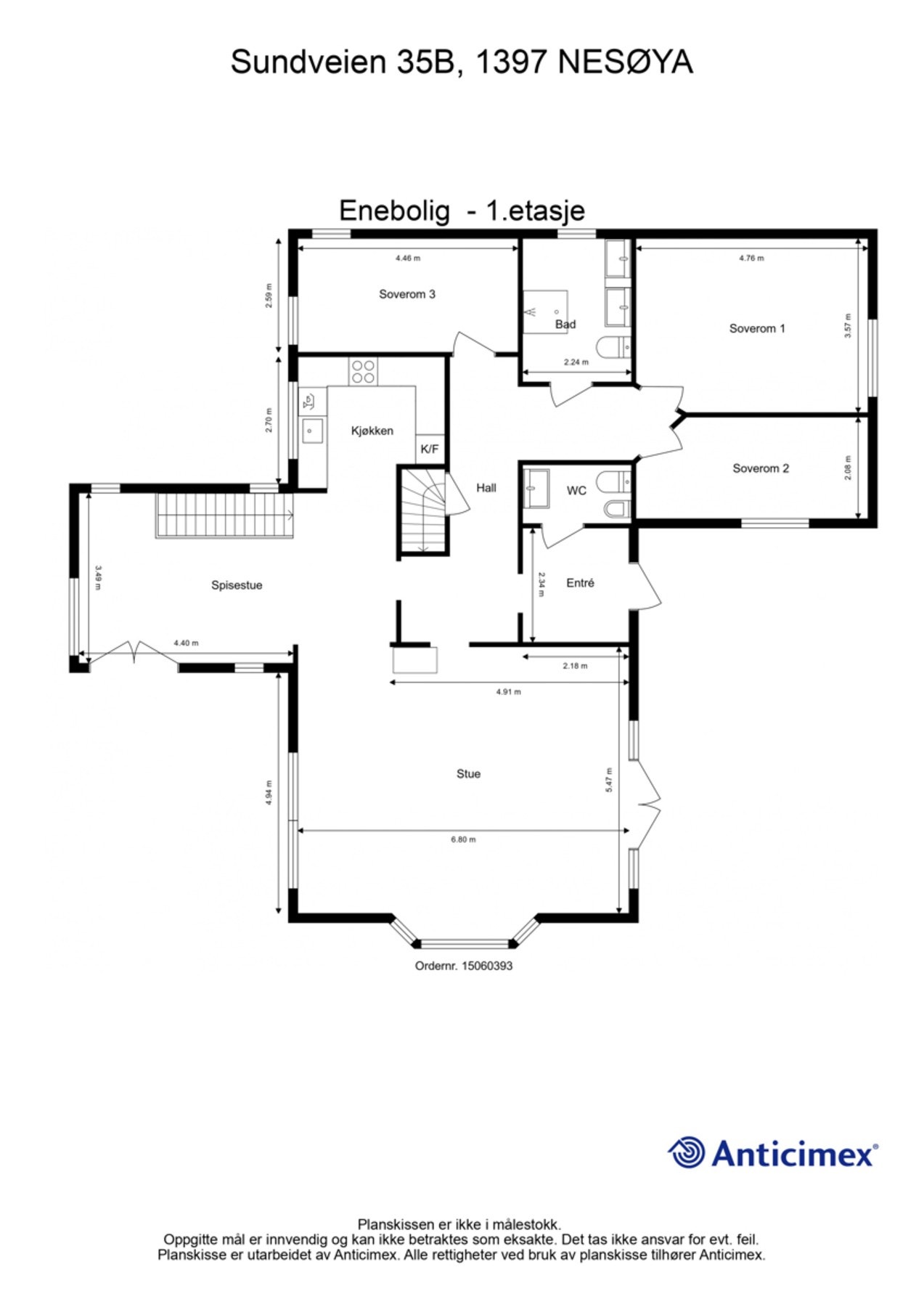 Vi begynner med plantegningen for å orientere oss litt. Galleribilde
